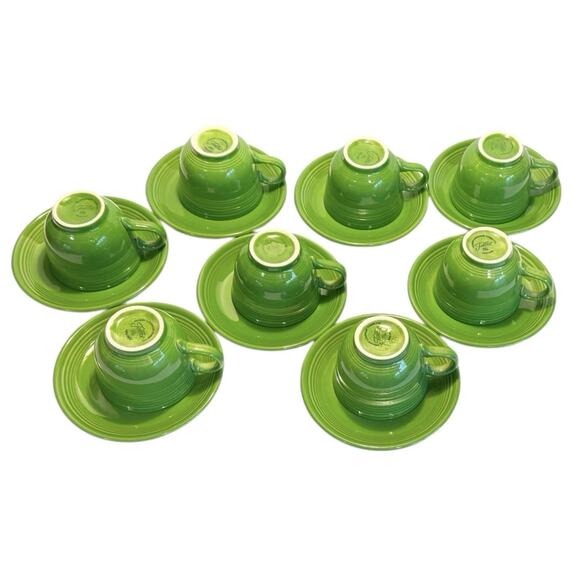 Fiesta Ware Fiesta HLC HLC Set of 8 Retired Shamrock Green Tea Cups & Saucers - Picture 4 of 16